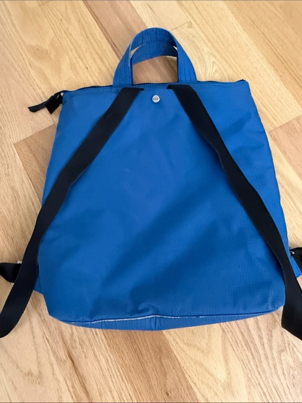 Blue Nylon Backpack Tote with Front Zip - Mismo